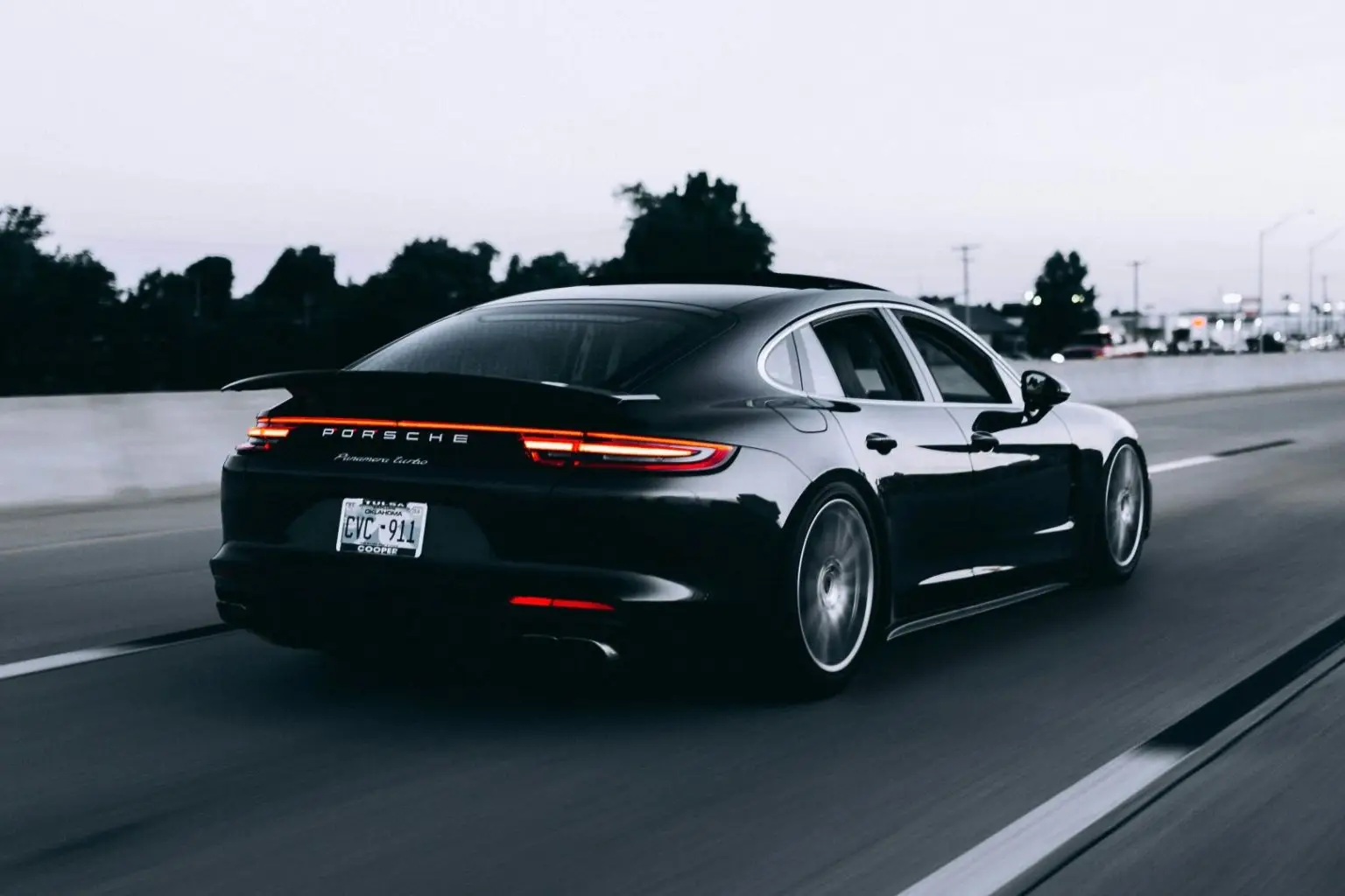 Sports car driving on a road